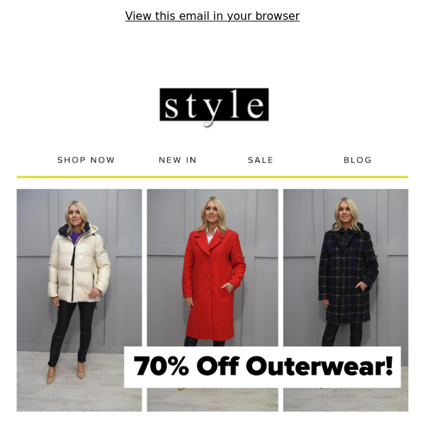 70% Off Outerwear! Walk This Way... 🧥