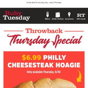 🚨TODAY ONLY! $6.99 Philly Cheesesteak Hoagie