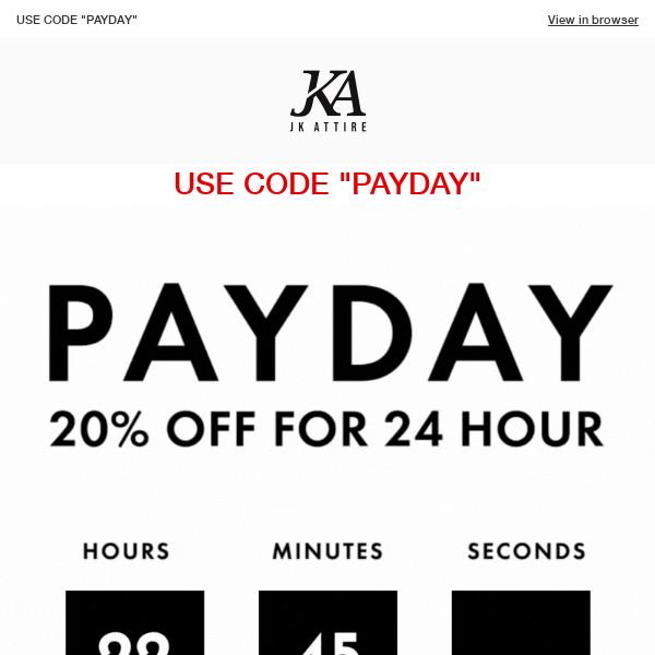 🚨 PAYDAY - 20% OFF FOR 24 HOURS 🚨