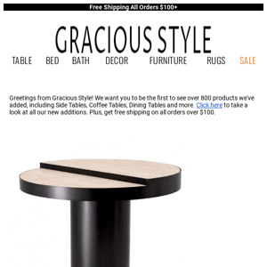 Check out our newest Side Tables, Coffee Tables, Dining Tables and more!