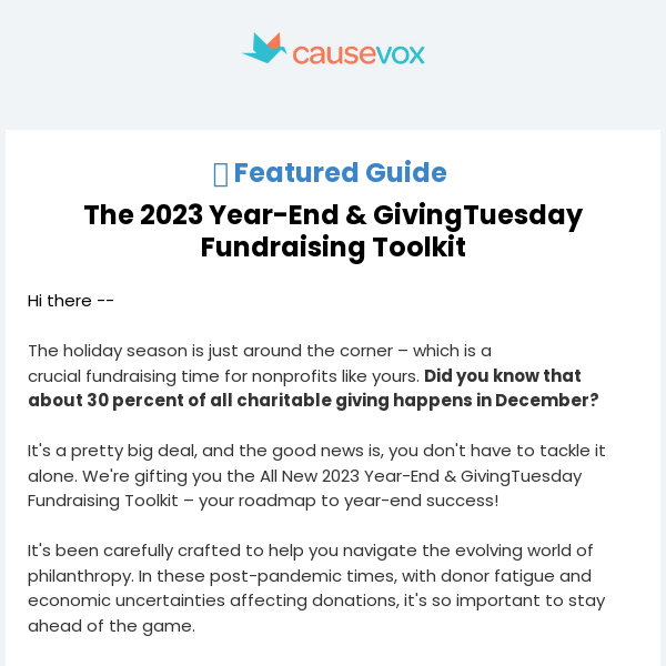 2023's Must-Have Year-End & GivingTuesday Fundraising Toolkit: Your Key to Success