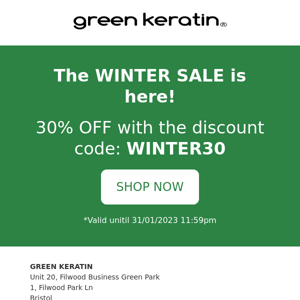 Green Keratin UK WINTER SALE 30%OFF