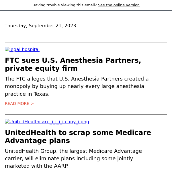 FTC sues U.S. Anesthesia Partners, private equity firm