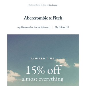 15% off almost everything inside.