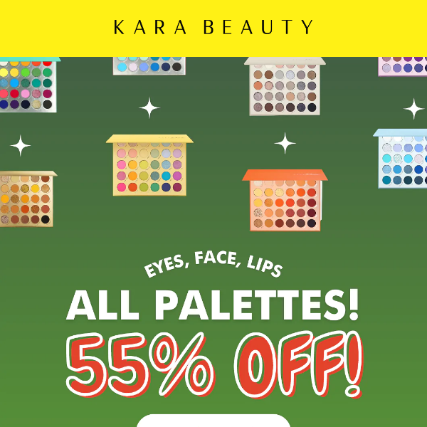 55% off ALL PALETTES 🫡 Eyeshadow, Face, Lips! ✨