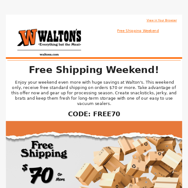 Walton's Free Shipping Weekend is Here