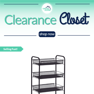 Closeout Closet- 67% OFF Rolling  Basket Storage Rack