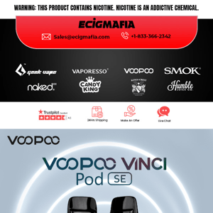 New Arrival - VooPoo Vinci Pod SE Kit | Restocked - Horizon Binaries 10000 Puffs Disposable