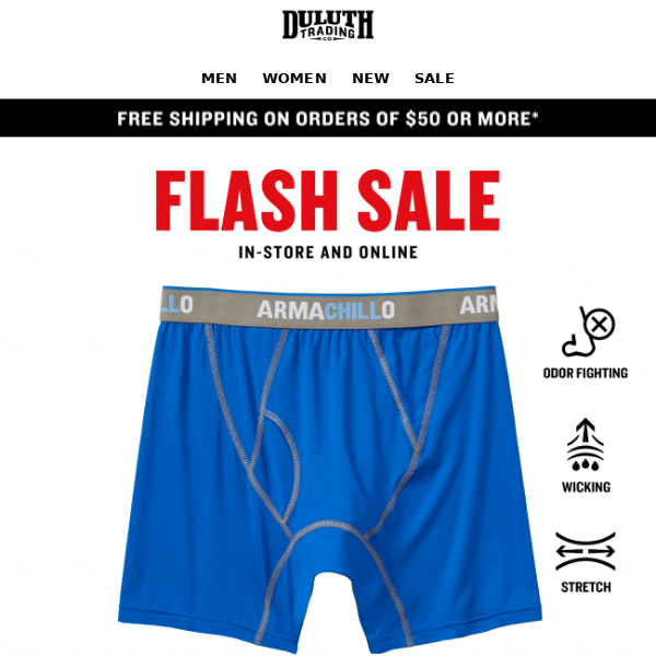 $18 Armachillo Underwear FLASH SALE! - Duluth Trading Company