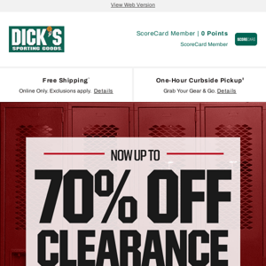 🙈 You really don't want to miss up to 70% off select CLEARANCE! Treat yourself to something from DICK'S Sporting Goods