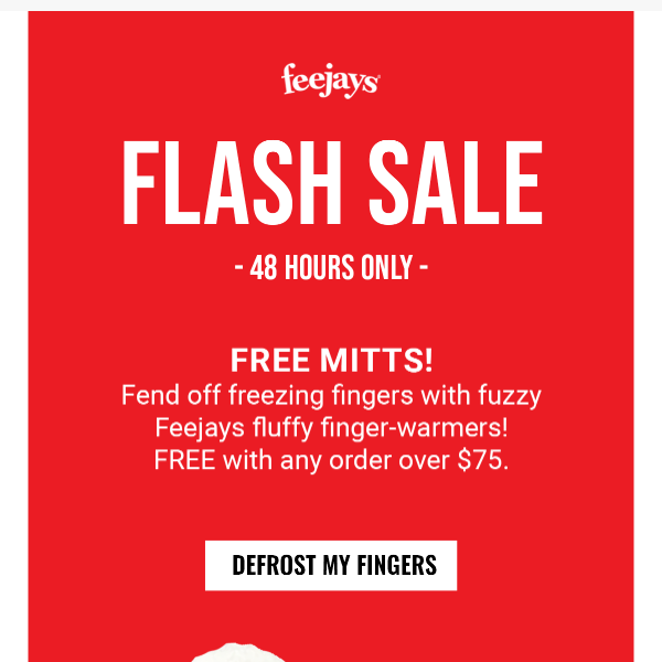 48hr Flash Sale: FREE FUZZY MITTS!