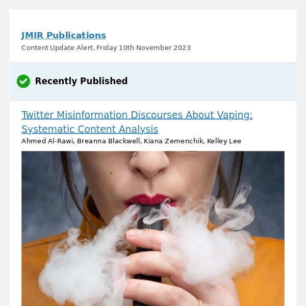 [JMIR] Twitter Misinformation Discourses About Vaping: Systematic Content Analysis