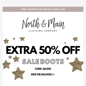 Time is running out! Extra 50% off sale boots! 🙌