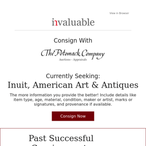 Consign Now: Inuit, American Art & Antiques