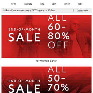 Hello, All 60 – 80% Off Sale. Goodbye, October.