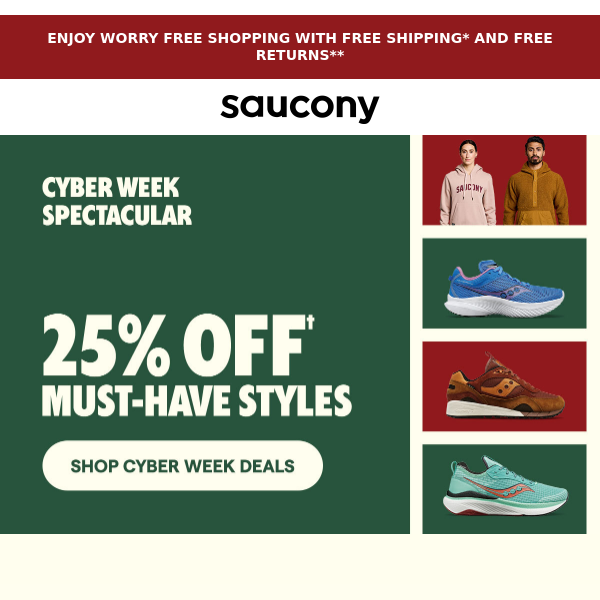 Grab 25% off footwear and apparel (while they last!) - Saucony