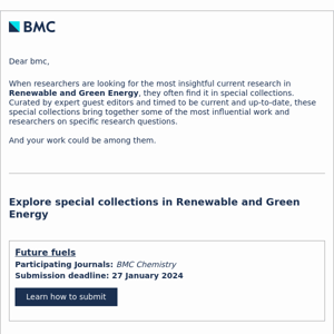 BMC, explore special collection calls for papers for your next submission