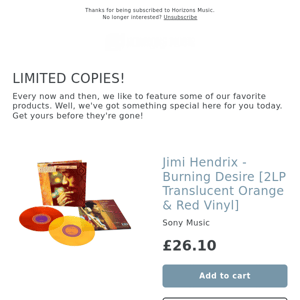 BLACK FRIDAY! Jimi Hendrix - Burning Desire [2LP Translucent Orange & Red Vinyl]