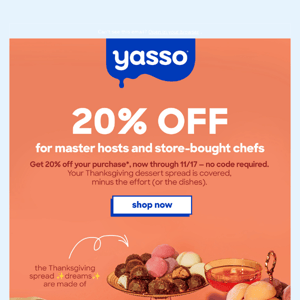 20% OFF for Master Hosts & Store-Bought Chefs