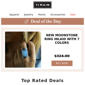 New Moonstone Ring Inlaid with 7 Colors