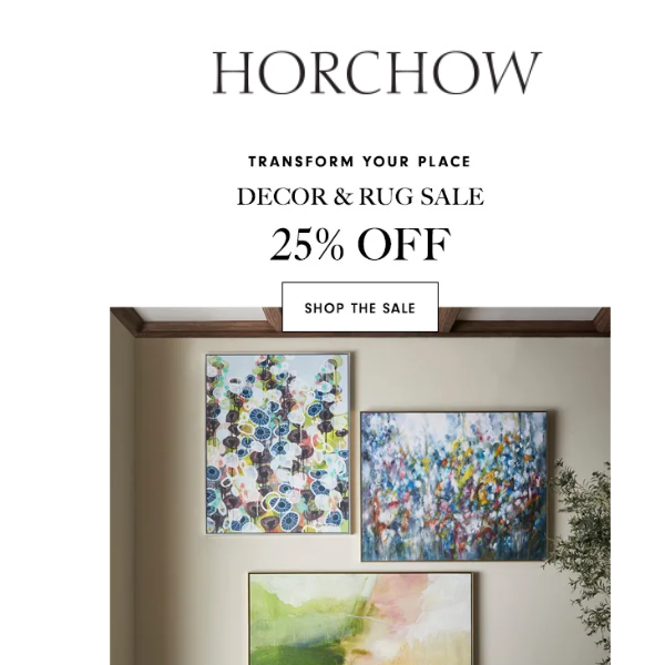 Save 25% on designer decor & rugs!