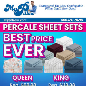 Percale Bed Sheet Sets Queen Size $26.98