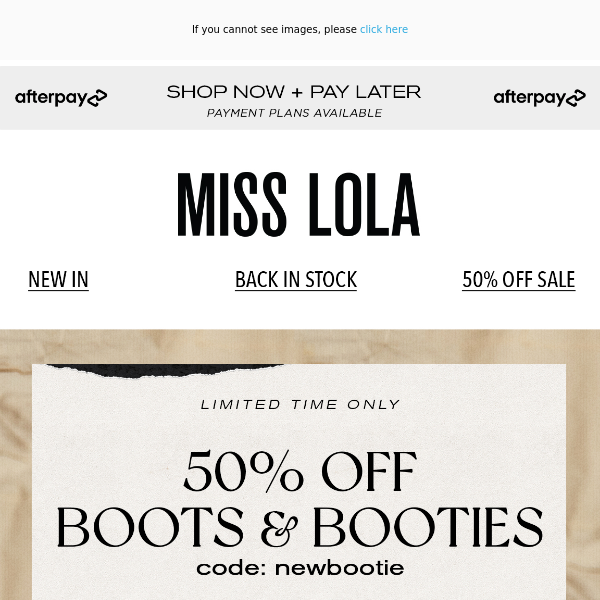 🚨 RESTOCK ALERT: BOOTS ARE BACK & 50% OFF 😱