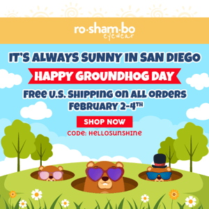 😎 Always Sunny in San Diego: Free Shipping for Groundhog Day!