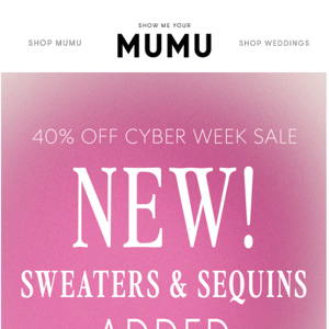 NEW Sweaters + Sequins Added to Sale