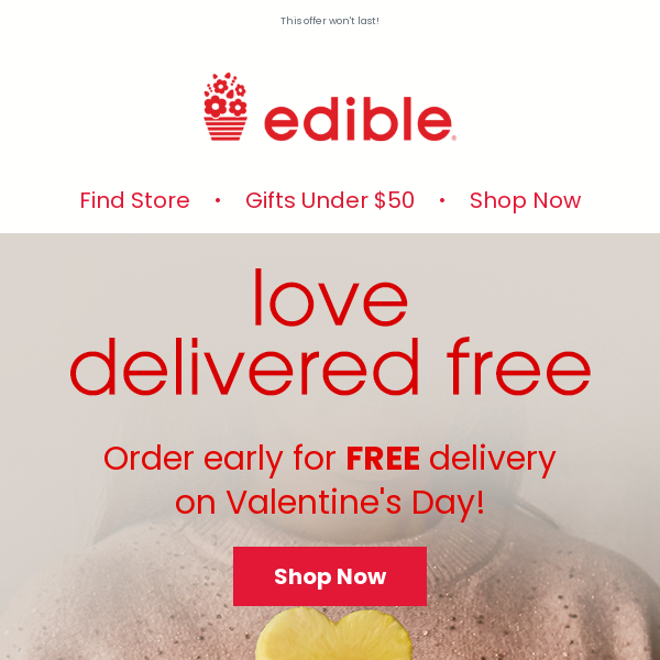 Your Valentine's Day delivery is FREE ❤️