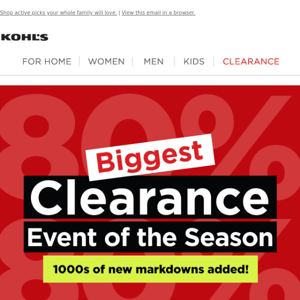Get up to 80% off at the Biggest Clearance Event of the Season!