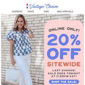 Last Chance To Get 20% Off Sitewide! 🎉 ❤️