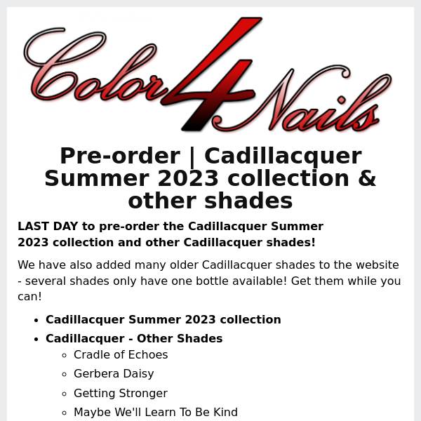LAST DAY to pre-order the Cadillacquer Summer collection & other Cadillacquer shades!