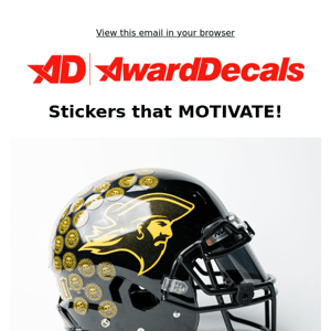 Helmet Reward Stickers!  Keep your players motivated!