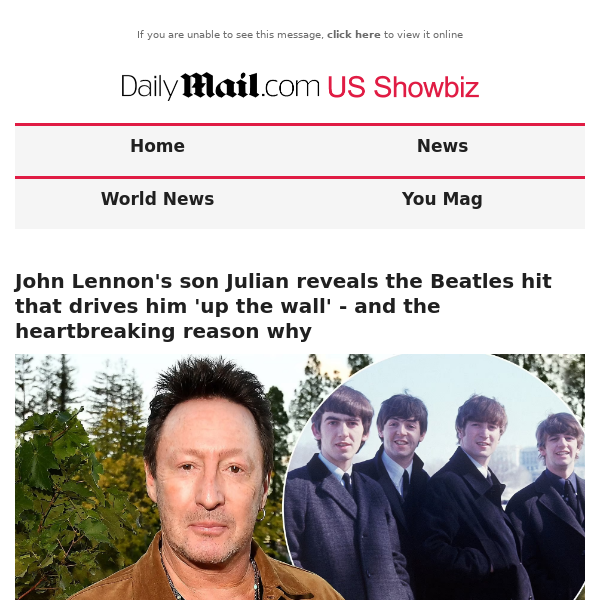 John Lennon's son Julian reveals the Beatles hit that drives him 'up the  wall' - and the heartbreaking reason why - Daily Mail