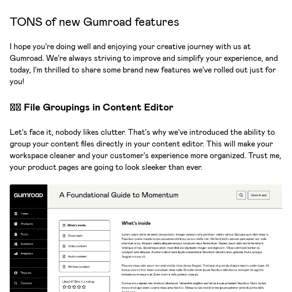 TONS of new Gumroad features