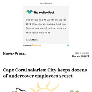 Top Stories: Cape Coral salaries: City manager tops list at 285K, dozens of employees kept secret