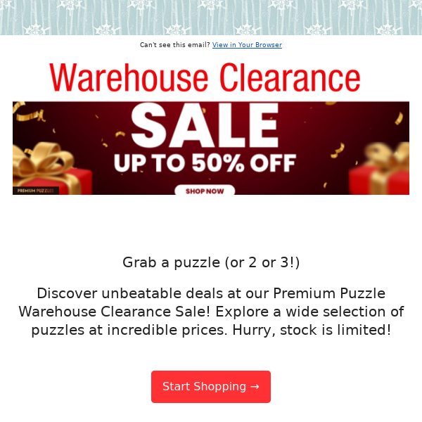 Warehouse Clearance: Piece Together Savings!