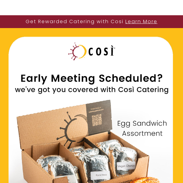 Fuel up your team with Così Breakfast Catering!