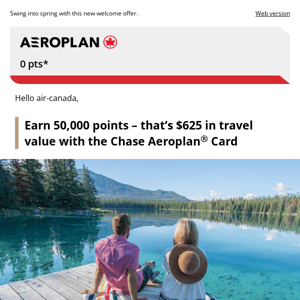 Hey Air Canada, take off sooner with 50,000 Aeroplan points!
