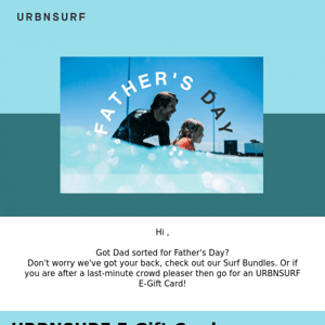 Last minute Father's Day gift ideas? URBNSURF has you sorted 🤙