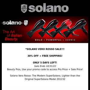 Solano 30% OFF Sale Ends Soon - Vero Rosso Dryer - The Modern SuperSolano