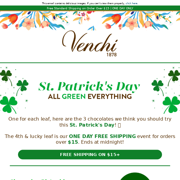 Free shipping on $15+ 🍀 day only!