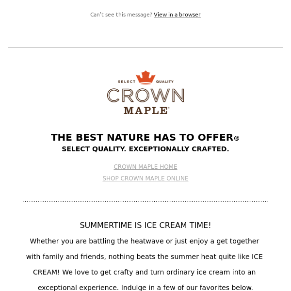 Crown Maple Summer Ice Cream Favorites! | Flash Sale & FREE Shipping over $75