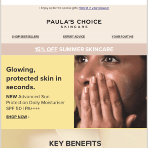 15% off summer skincare + glowing skin essentials