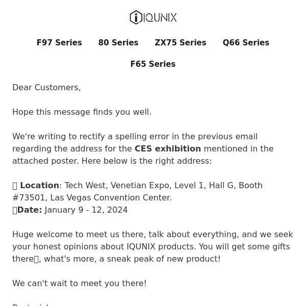 Updated Address For CES Exhibition!!!