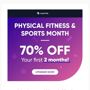 70% OFF 🏋️‍♂️ Physical fitness & sports month