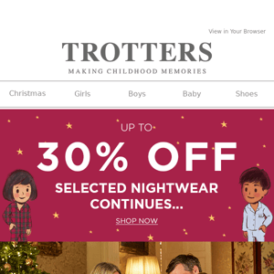 30% OFF Nightwear Continues