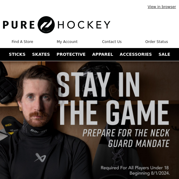 Pure Hockey, Stay In The Game 🥅 Shop Neck Protection Baselayer & Be Prepared For The Neck Guard Mandate