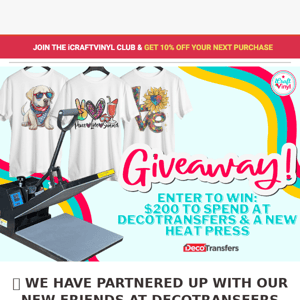 FREE giveaway: new heat press & $200 to spend on subs!